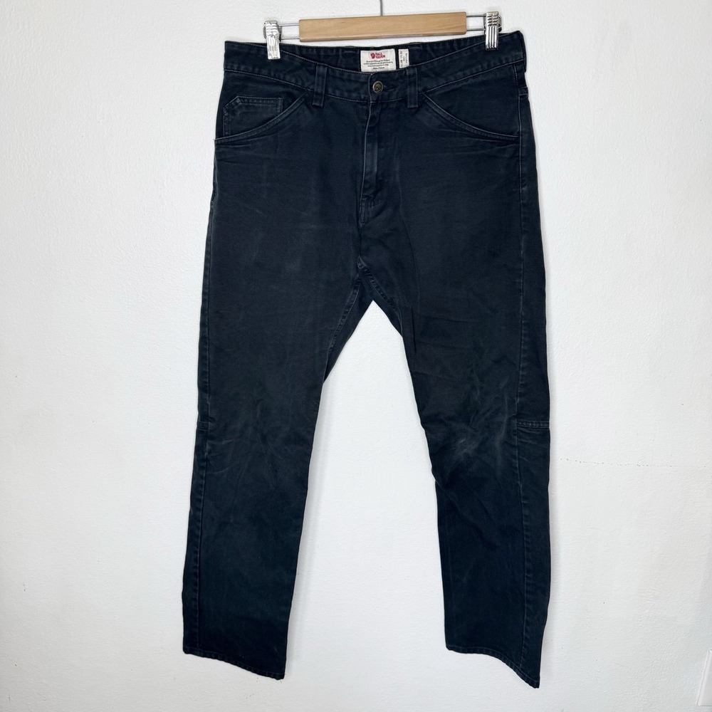 Fjallraven Greenland Canvas Jeans Black Workwear Pants Men's US 32 Long